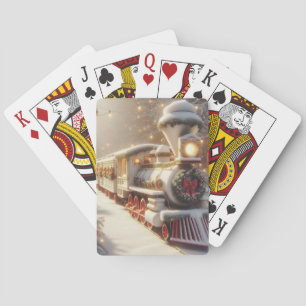A Magical Winter Wonderland Christmas Train Playing Cards