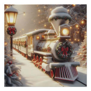 A Magical Winter Wonderland Christmas Train Poster