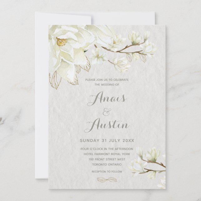 A Magnolia Afternoon Wedding Invitation (Front)
