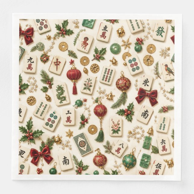 A Mahjong Christmas  Napkin (Front)
