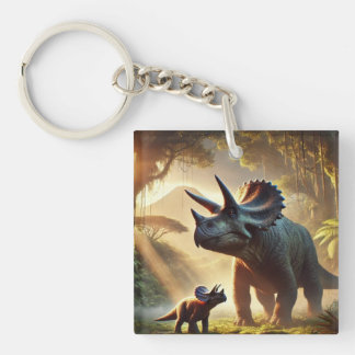 A majestic adult Triceratops Key Ring