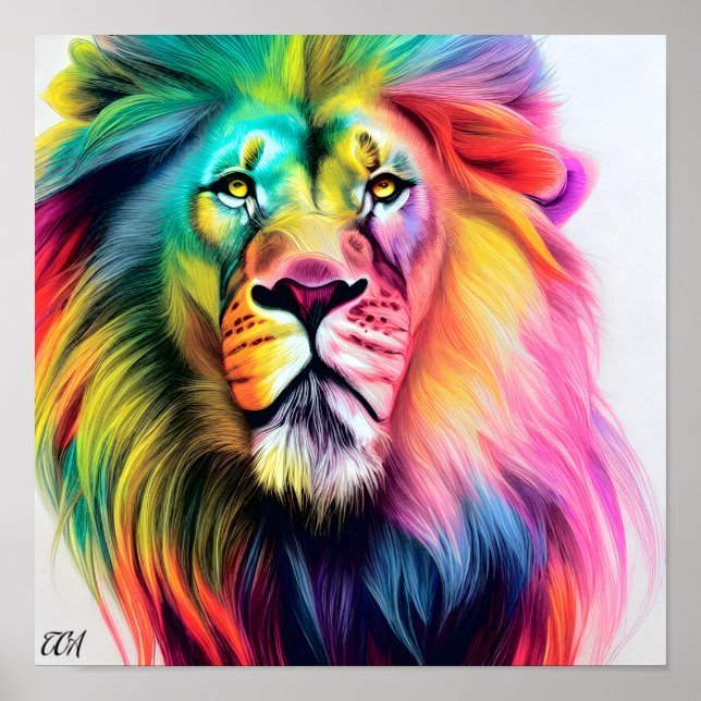 A Majestic Colourful Lion Poster (Front)