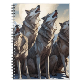 A majestic howling wolves throw pillow design notebook