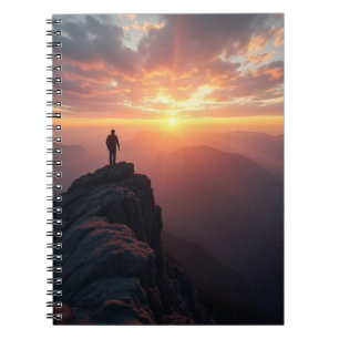 A majestic sunrise seen from the mountain peak notebook