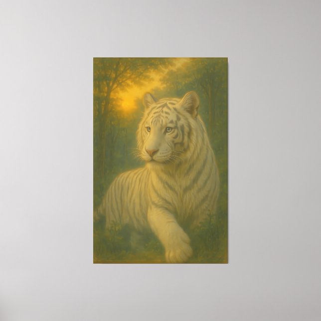 A majestic white tiger painted in premium fine-art canvas print (Front)