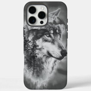 A majestic wolf gazes over misty mountains at dawn iPhone 16 pro max case