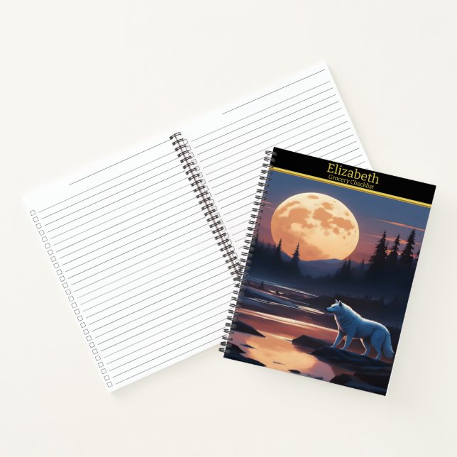 A majestic wolf howling at the full moon at dusk notebook (Inside)