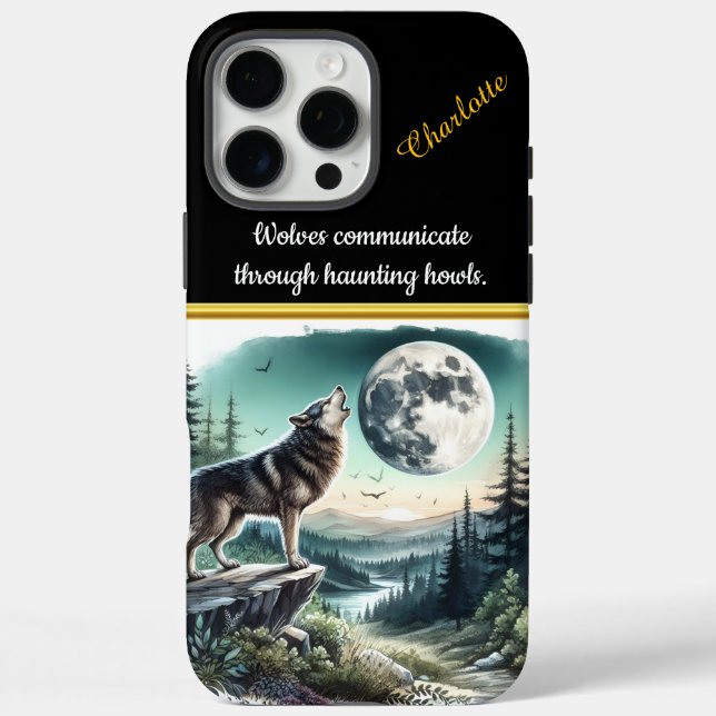 A majestic wolf howls beneath the full moon’s glow Case-Mate iPhone case (Back)
