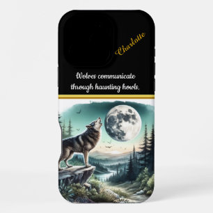 A majestic wolf howls beneath the full moon’s glow iPhone 16 pro max case