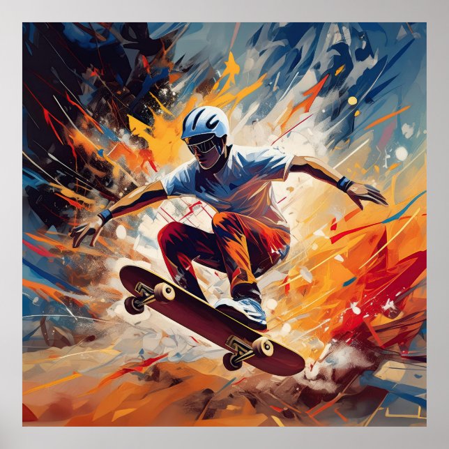 A male skateboarder. poster (Front)