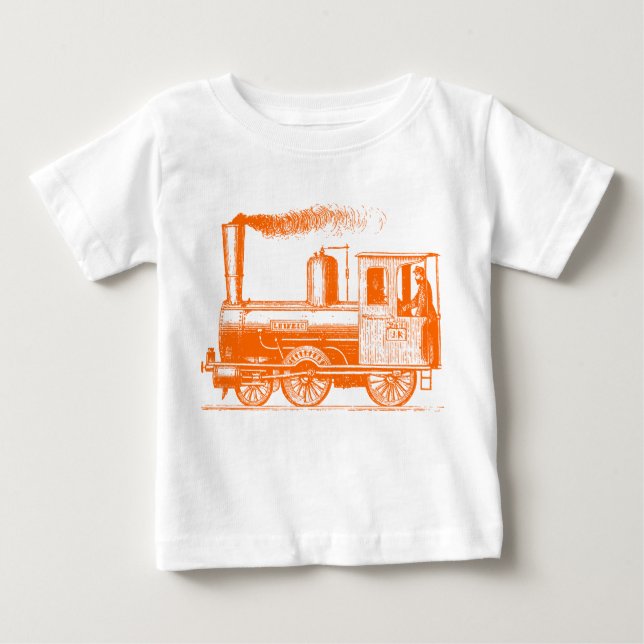 A Man and His Train - Orange Baby T-Shirt (Front)