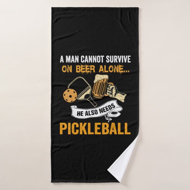 A Man Cannot Survive On Beer Alone He Also Needs Bath Towel (Bath Towel)