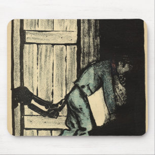 A man caught putting up political posters mouse pad