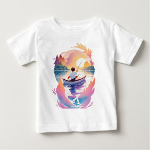 a man fishing in kayak in a river baby T-Shirt