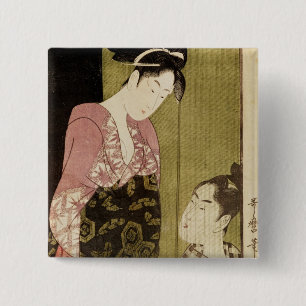 A Man Painting a Woman 15 Cm Square Badge