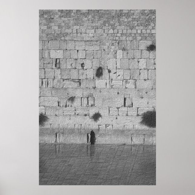 A Man Praying at the Western Wall Poster (Front)