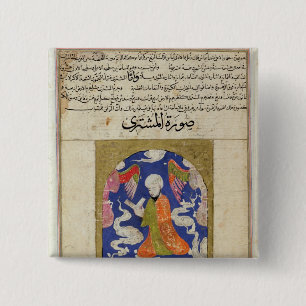 A Man Reading, illustration 15 Cm Square Badge