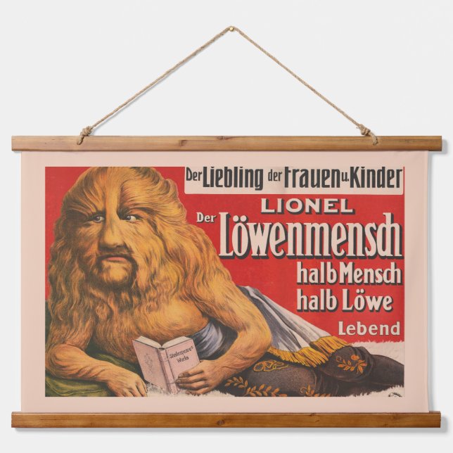 A Man With Lions Head Reading Shakespeare, 1913. Hanging Tapestry (Front)