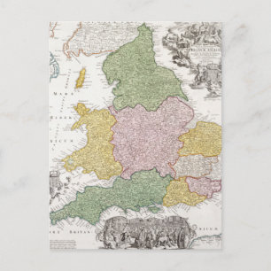 A Map of England 1760 Postcard