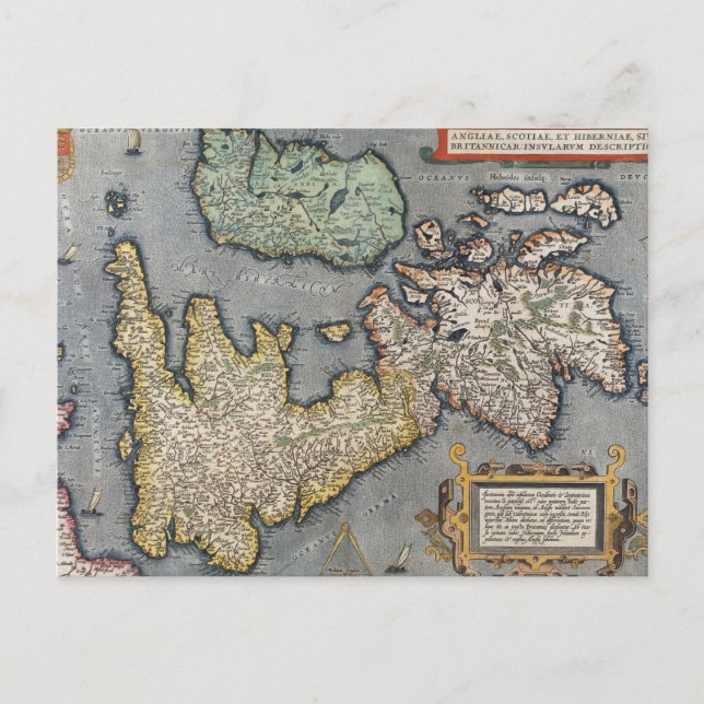 A Map of Great Britain | 1587 Postcard (Front)