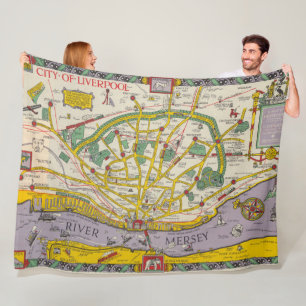 A Map of Merseyside, Liverpool Fleece Blanket