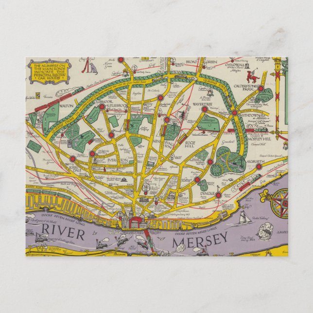 A Map of Merseyside, Liverpool Postcard (Front)