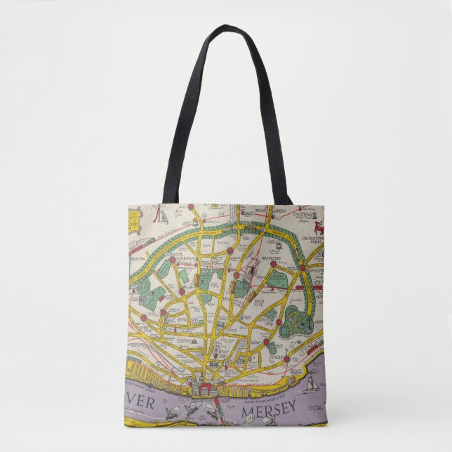 A Map of Merseyside, Liverpool Tote Bag (Front)
