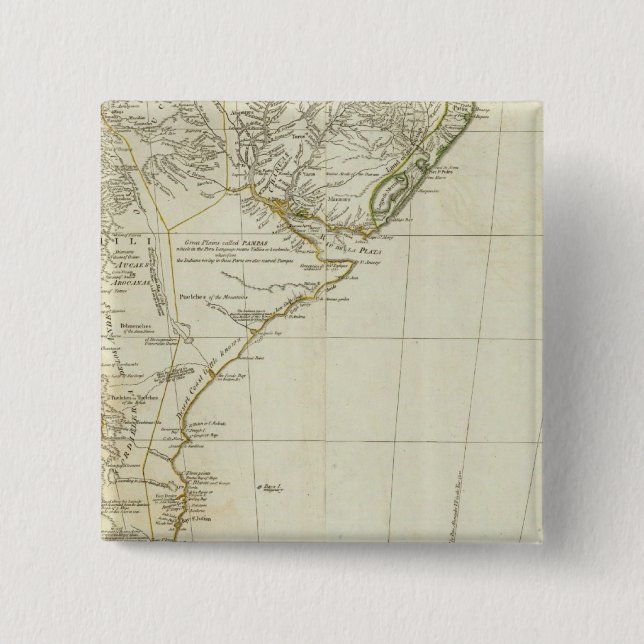 A map of South America southern section 15 Cm Square Badge (Front)