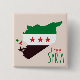 A map of Syria featuring the Revolution Flag 15 Cm Square Badge