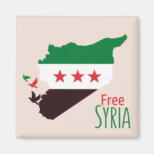 A map of Syria featuring the Revolution Flag Magnet