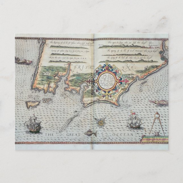 A Map of the coastline of Brittany, 1588 Postcard (Front)