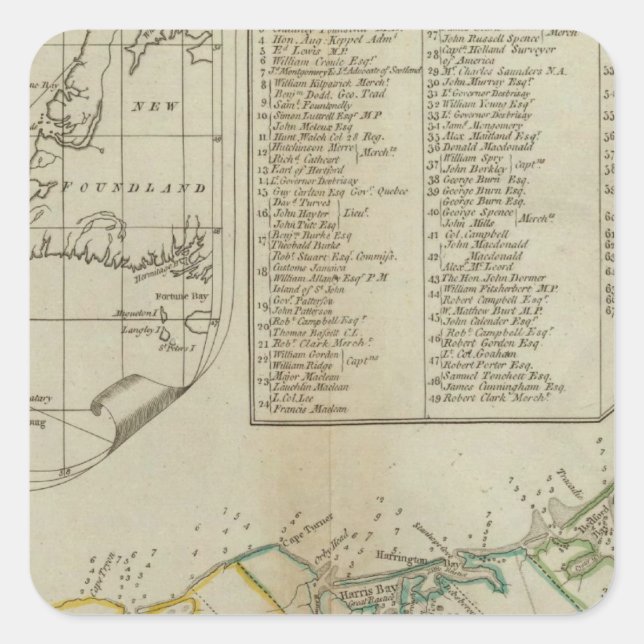A Map of the Island of St John Square Sticker (Front)