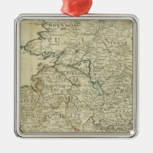 A map of the Kingdom of Ireland Northern section Metal Tree Decoration