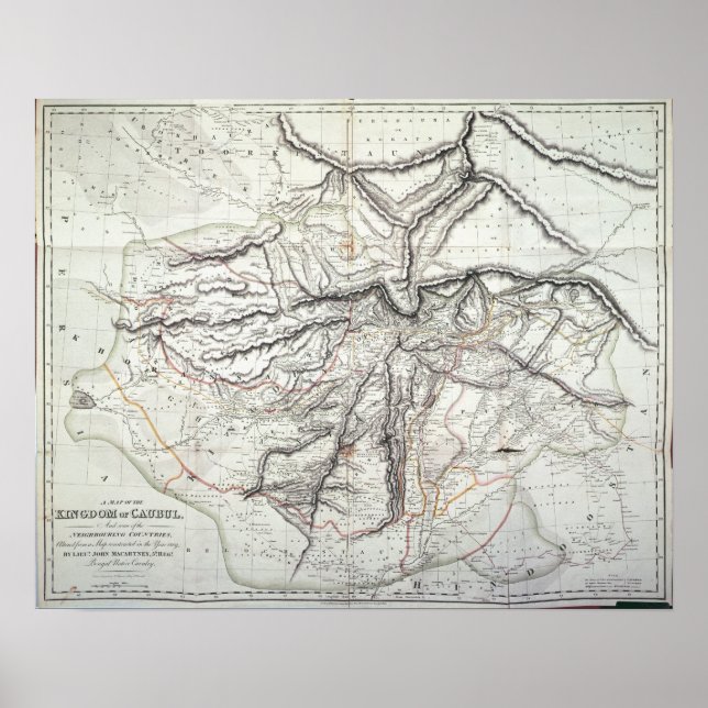 A Map of the Kingdom of Kabul Poster (Front)