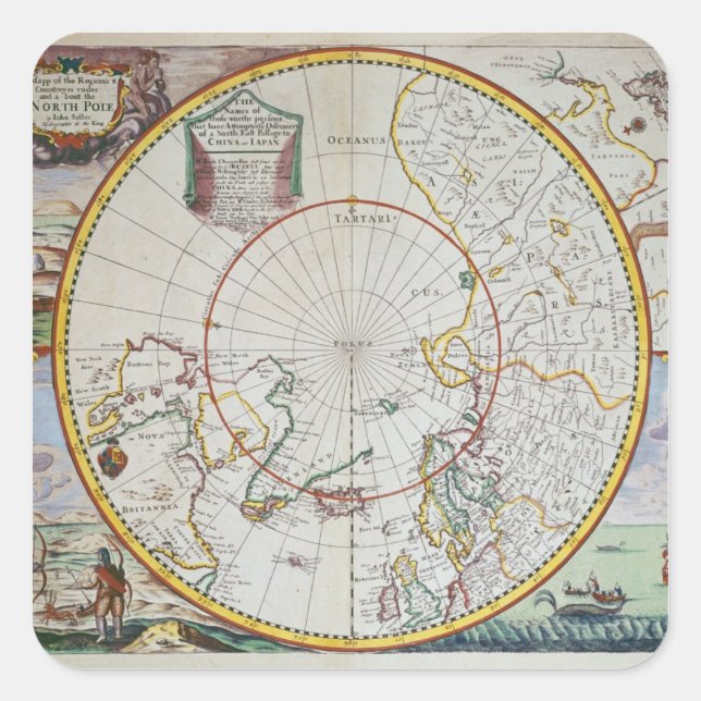A Map of the North Pole Square Sticker (Front)