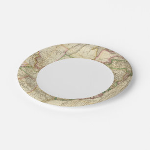 A Map Of The Roads, Canals And Steam Boat Paper Plate