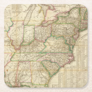 A Map Of The Roads, Canals And Steam Boat Square Paper Coaster