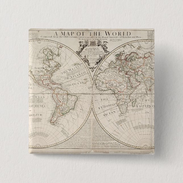A Map of the World 15 Cm Square Badge (Front)