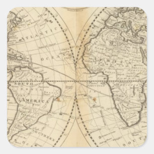A Map of the World Square Sticker