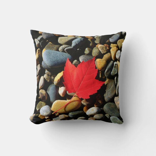 A Maple leaf on a Rock Background Cushion (Front)