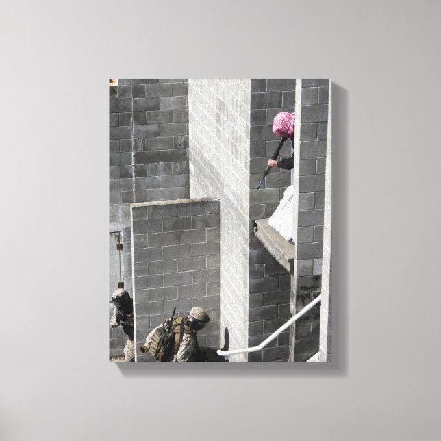 A Marine and role-playing enemy aggressor Canvas Print (Front)