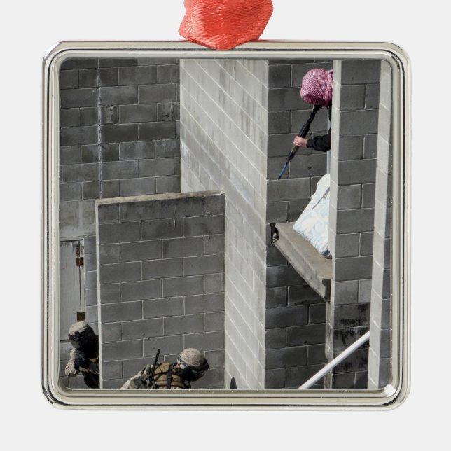 A Marine and role-playing enemy aggressor Metal Tree Decoration (Front)