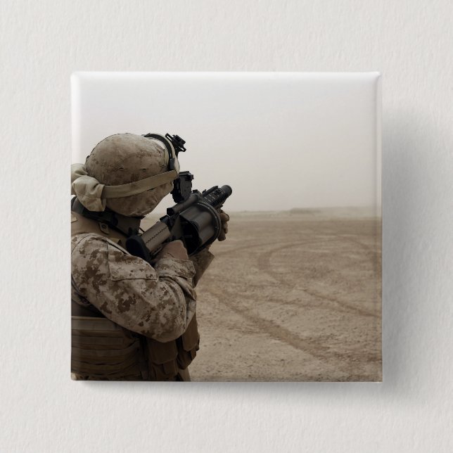 A Marine fires the M-32 15 Cm Square Badge (Front)