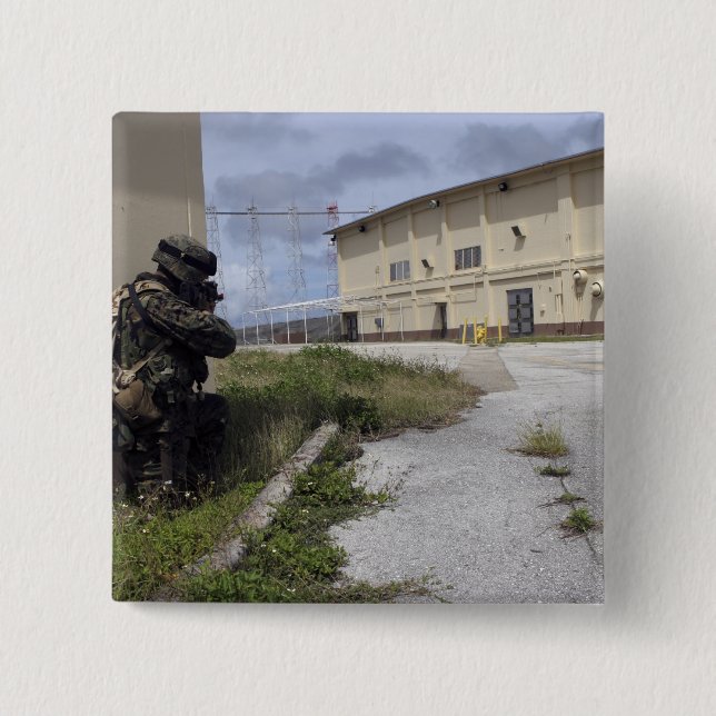 A Marine posts security 15 Cm Square Badge (Front)