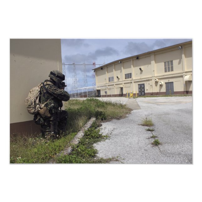 A Marine posts security Photo Print (Front)