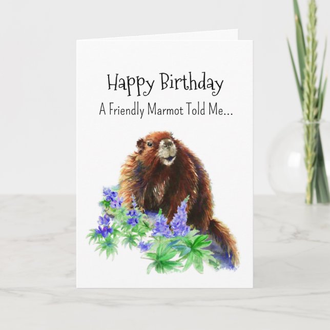 A Marmot Groundhog Personality Birthday Fun Animal Card (Front)