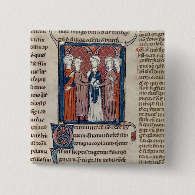 A Marriage Scene, from 'Decrets de Gratien' 15 Cm Square Badge (Front)