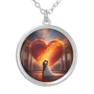 A married couple in a heart. AI  Silver Plated Necklace