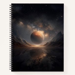 A Mars planet surrounded with stars twinkling Notebook