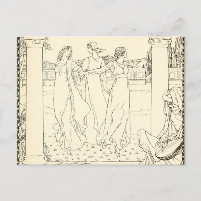 A Masque of Dead Florentines Vintage Postcard (Front)